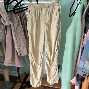 Uniqlo parachute Cream Elastic Waist Pants
